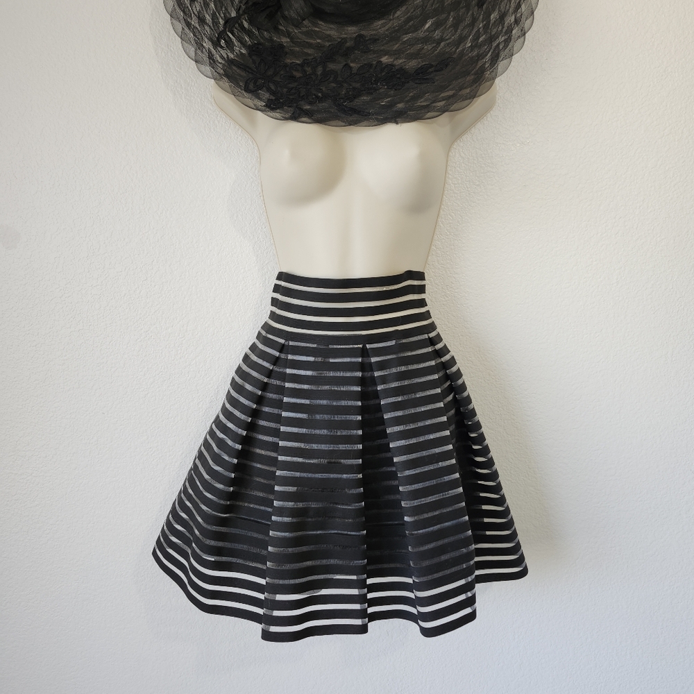 SCHIAPARELLI*CHANEL Devil Wear Prada VPL Inspired Black Stiff Sheer Circle Skirt